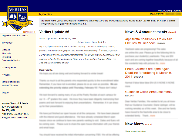 Veritas Grading Portal Screenshot